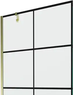 Sprchové dvere MEXEN/S - Next vaňová zástena FIX 100x150, čierny dekor, zlato 895-100-000-00-77-50