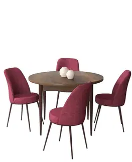 Jedálenské sety Dining Table & Chairs Set (5 Pieces) Tor - Baroque, Burgundy