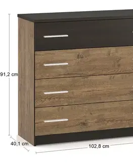 Komody NABBI Verify CH-4DRWS zásuvková komoda dub april / wenge