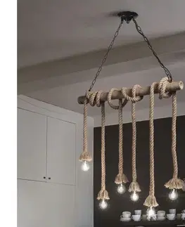 Svietidlá Ideal Lux - Luster na lanku CANAPA 6xE27/15W/230V hnedá 134826