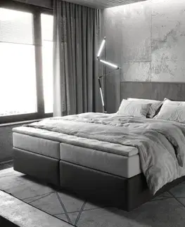 Postele Boxspring DELIFE Boxspring posteľ Dream-Well 180x200 cm mikrovlákno antracitová vintage s vreckovou pružinovou matracou a visco topperom
