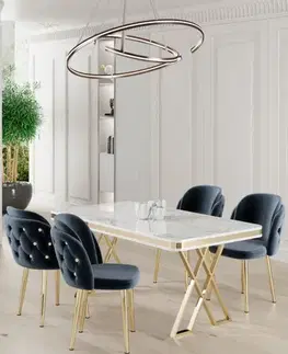 Jedálenské sety Dining Table & Chairs Set (5 Pieces) Rigel - White, Gold, Anthracite