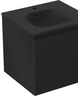 Kúpeľňový nábytok MEXEN/S - Orio kúpeľňová skrinka 50 cm s umývadlom Vela, 1 šuplík, čierna mat 91A10-05047-1-BF71-W23M71