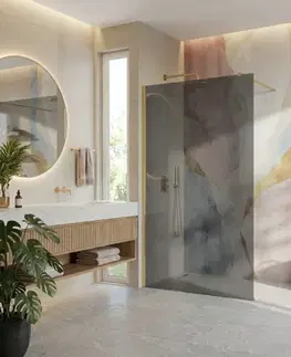 Sprchové dvere REA/S - Sprchová zástena Flexi Grey / Brush Gold 130 KPL-K99281