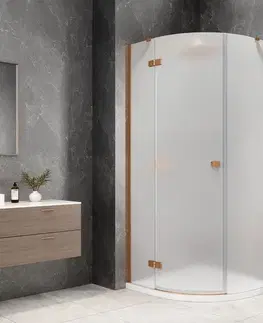 Sprchové dvere POLYSAN - GLOBE COPPER MATT štvrťkruhová sprchová zástena 1000x1000, matné sklo, ľavá GB2610MLPG