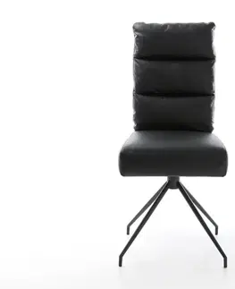 Jedálenské stoličky DELIFE Jedálenská stolička Pela-Flex pravá koža čierna krížová podstava zúžená čierna vrecková pružina