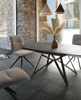 Jedálenské stoly DELIFE Jedálenský stôl Carlow 130/200x95 cm keramika sivá kov rozkladací