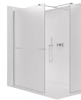 Držadlá k vani CERANO - Sprchová zástěna Walk-in Onyx T L/P - 8 mm - hranatá vzpěra + polička/držák na ručníky - chrom, mléčné sklo - 160x30x200  CER-8050BD80200