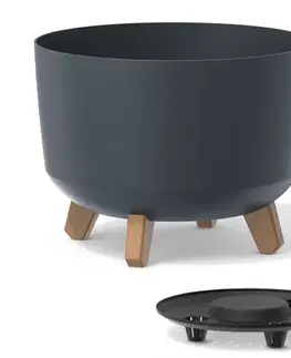 Kvetináče a truhlíky NABBI DGRL350 plastový kvetináč na nožičkách 33,9 cm antracit
