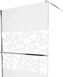 Sprchové dvere MEXEN/S - KIOTO Sprchová zástena WALK-IN s poličkou a držiakom uterákov 70 x 200, transparent/biely dekor 8 mm, chróm 800-070-121-01-85