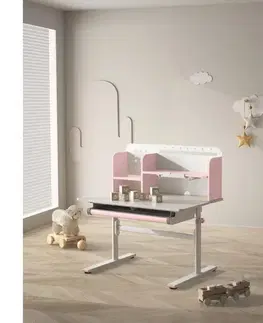 Písacie a pracovné stoly KONDELA Adan rastúci písací stolík ružová / biela