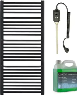 Doplnky do kúpeľne CERANO - Kúpeľňový elektrický radiátorový set Antonio - 900W - čierna matná - 1460x550 mm CER-978825