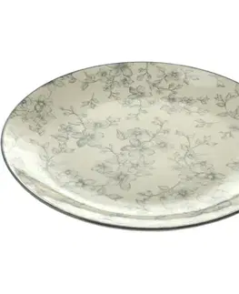 Taniere Súprava 6 plytkých tanierov Nežné kvety 26 cm, sivá