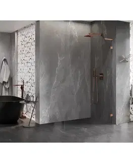 Sprchové dvere MEXEN/S - Lunar L Sprchová zástena WALK-IN pravá 70 x 200, transparent 8 mm, meď kartáčovaná 830L-070-000-65-00-P