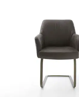 Jedálenské stoličky DELIFE Jedálenská stolička Xana-Flex s opierkami mikrovlákno antracit vintage jedálenská stolička plochý efektový povrch titán vrecková pružina