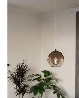 Svietidlá Eglo 901923 - Závesný luster na lanku ARISCANI 1xE27/60W/230V čierna/béžová/dymová 901923