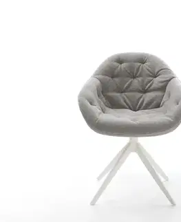 Jedálenské stoličky DELIFE Jedálenská stolička Gaio-Flex texturovaná látka mäkký sivá krížová podstava široká biela 360° otočný kolískacia funkcia