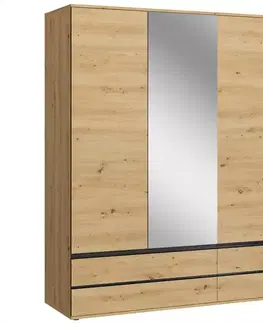 Šatníkové skrine Skriňa Naxos S01 dub artisan/dub artisan čierna mat