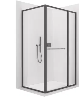 Sprchovacie kúty CERANO - Sprchovací kút Versaro L/P - 6 mm - čierna matná, transparentné sklo - 110x90 - zasúvacia CER-8050BD80292