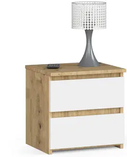 Nočné stolíky Dizajnový nočný stolík CALIN40, dub Artisan / biely