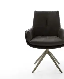 Jedálenské stoličky DELIFE Jedálenská stolička Clea-Flex mikrovlákno antracitová vintage krížová podstava široká titánová farba 360° otočná hojdacia funkcia