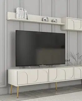 Obývacie steny TV skrinka / Obývacia stena Lyon 2 - Cream, Gold