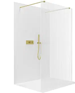 Sprchové dvere CERANO - Sprchová zástena Walk-in Onyx Duo Ľ/P - 8 mm - hranatá vzpera - zlatá, ryhované sklo - 120x200 CER-8050BD1931