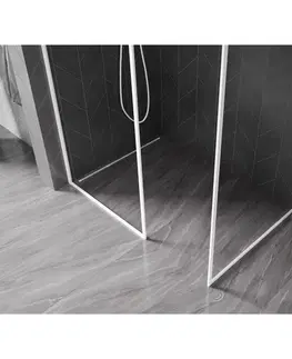 Sprchové dvere MEXEN/S - Kyoto-F Sprchová zástena WALK-IN s rámom 160 x 115, transparent 8 mm, biela 800-160-202-04-20-115