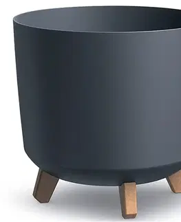 Kvetináče a truhlíky NABBI DGTL300L plastový kvetináč na nožičkách 29,8 cm antracit