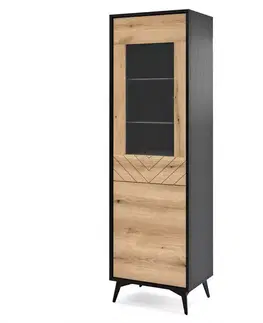 Vitríny v podkrovnom štýle Vitrína Diamond W54 dub evoke/čierny