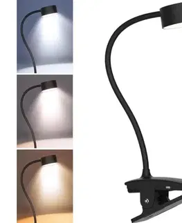 Lampy  WO3001-B-LED Stm. flexib. lampa s klipom LED/2W/5V 3000/4000/6500K čierna WO3001-B