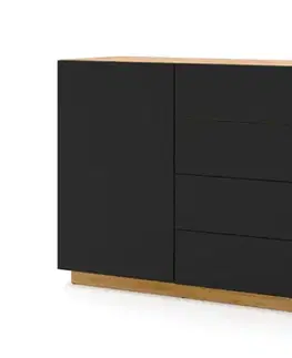 Komody ArtBm Komoda AURA 2D4S | dub artisan/čierny mat