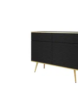 Komody ArtPS Komoda BIJOU KSZ-107 MDF | čierna / zlaté nohy