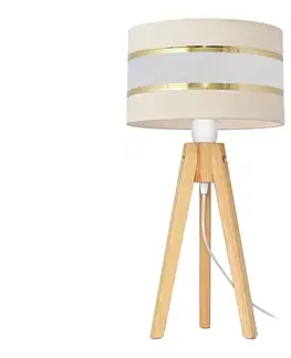 Lampy  Stolná lampa HELEN 1xE27/15W/230V krémová/zlatá/borovica B-D S+WT+0802 EC+GO+MAT