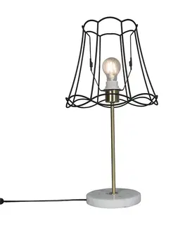 Stolné lampy Retro stolová lampa mosadz s rámom Granny čierny 30 cm - Kaso