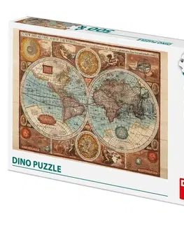 500 dielikov Dino Toys Puzzle Mapa sveta z roku 1626 500 Dino