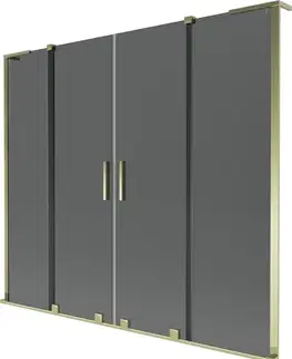 Sprchové dvere MEXEN/S - Velar L Duo dvojkrídlová posuvná vaňová zástena 170 x 150, grafit, zlatá 896-170-003-42-50