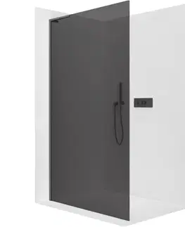 Sprchové dvere CERANO - Sprchová zástena Walk-in Onyx L-ľavá vzpera - 10 mm - čierna matná, grafitové sklo - 160x200 CER-8050BD73164