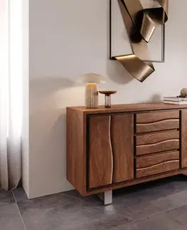 Komody DELIFE Komoda Live-Edge 147 cm akácia hnedá 3 zásuvky 2 dvierka