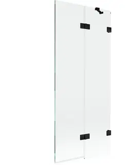 Sprchové dvere MEXEN/S - Lunar vaňová zástena 2-krídlová pravá 80 x 150, transparent, čierna 897-080-100-70-00-P