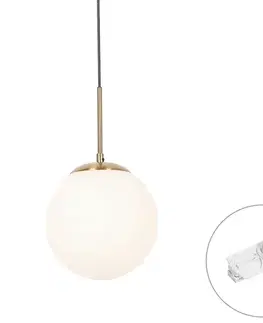 Koľajnicové svetelné systémy Závesná lampa Art Deco zlatá s opálovým sklom vrátane bieleho adaptéra na koľajnicu 1-fázová - Iconic Flore
