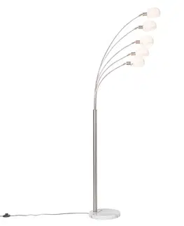 Stojace lampy Dizajnová stojaca lampa oceľ s opálovým sklom 5-svetlo - Sixties Marmo