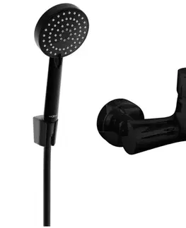 Kúpeľňové batérie MEXEN/S - R75 Kama vaňová batéria so sprchou set, čierna 7253R75-70