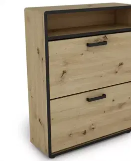 Skrinky na topánky Skrinka na topánky Capannoli dub artisan/čierna
