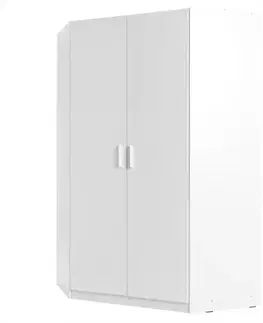 Šatníkové skrine Rohová skriňa 117 cm biela lesklá/biela alpská Snow 06