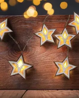 Vianočné dekorácie Solight LED vianočná reťaz hviezdy, 10x LED, 1,5m, 2x AA