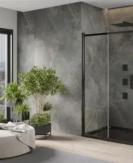 Vane MEXEN/S - Omega sprchovací kút 100x90, transparent, čierna + čierna vanička so sifónom 825-100-090-70-00-4070B