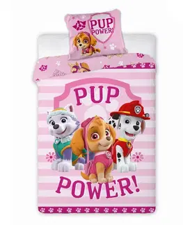 Detské obliečky Obliečky Disney Labková patrola Paw patrol ružová do postieľky 135x100cm+40x60cm Faro Tiahome