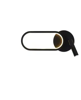 Nástenné svetlá Nástenná lampa MONET oválna čierna 13W LED 3000K, 4000K, biele tienidlo 6000K