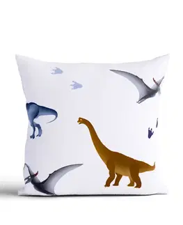 Dekoračné obliečky MKLozkoviny.sk Bavlnená obliečka na vankúš Renforcé 40 × 40 cm - Dinosaury-  -